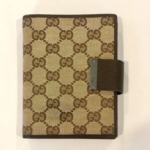 GUCCI MONOGRAM Leather Canvas Agenda Binder Passport Holder Credit Card Wallet